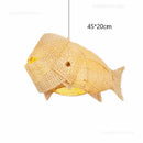 Woven bamboo fish art pendant light for kitchen or living room