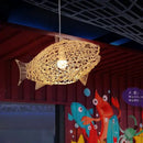 Woven bamboo fish art pendant light for kitchen or living room