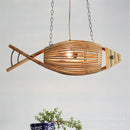 Woven bamboo fish art pendant light for kitchen or living room