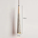 Woven beige pendant light with wood accents for bedroom
