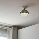 Woven ceramic led ceiling lamp – bedroom brass lattice dome