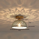 Woven ceramic led ceiling lamp – bedroom brass lattice dome