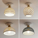 Woven ceramic led ceiling lamp – bedroom brass lattice dome