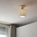 Woven ceramic led ceiling lamp – bedroom brass lattice dome