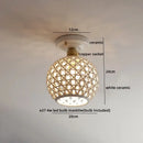Woven ceramic led ceiling lamp – bedroom brass lattice dome