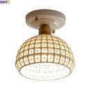 Woven ceramic led ceiling lamp – bedroom brass lattice dome