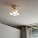 Woven ceramic led ceiling lamp – bedroom brass lattice dome