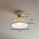 Woven ceramic led ceiling lamp – bedroom brass lattice dome