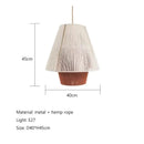 Woven conical handmade hemp rope pendant lamp kitchen light