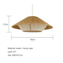 Woven conical handmade hemp rope pendant lamp kitchen light