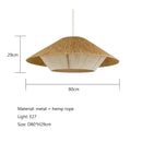 Woven conical handmade hemp rope pendant lamp kitchen light