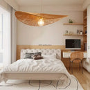 Woven hemp rope straw hat pendant light for living room dining room