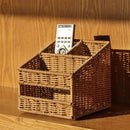 Woven tan desktop tissue box pen holder – living room organizer