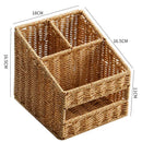Woven tan desktop tissue box pen holder – living room organizer