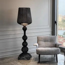 Woven white acrylic kabuki floor lamp for living room