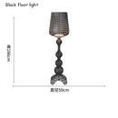 Woven white acrylic kabuki floor lamp for living room