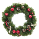 Ukrainian Christmas Wreath with Frosted Straw Bows, Apples & Pine Cones 20 Inches