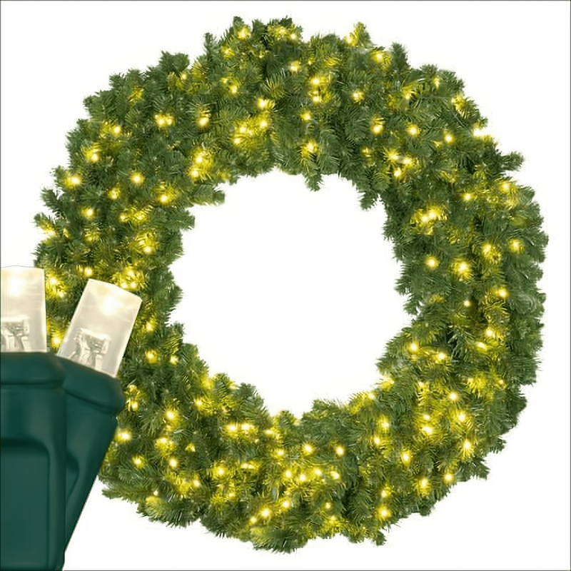 Wreath, 48" Sequoia Fir, Pre-Lit, LED Warm White