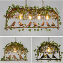 Wrought iron birdcage pendant lights dining room gold & green 4 bulb