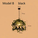 Wrought iron birdcage pendant lights dining room gold & green 4 bulb