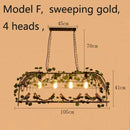 Wrought iron birdcage pendant lights dining room gold & green 4 bulb