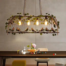 Wrought iron birdcage pendant lights dining room gold & green 4 bulb