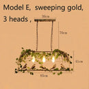 Wrought iron birdcage pendant lights dining room gold & green 4 bulb