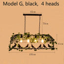 Wrought iron birdcage pendant lights dining room gold & green 4 bulb