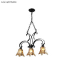 Wrought iron black flower island pendant dining room ceiling light