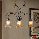 Wrought iron black flower island pendant dining room ceiling light