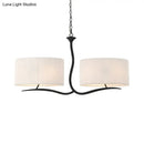 Wrought iron black & white fabric pendant light for dining room