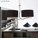 Wrought iron black & white fabric pendant light for dining room