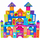 Set of 90 Colorful Wooden Building Blocks Educational Stacking Toy Castle