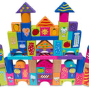 Set of 90 Colorful Wooden Building Blocks Educational Stacking Toy Castle