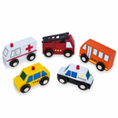 Set of 40 Pieces City Vehicles, Buildings, and Signs Wooden Blocks