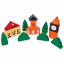 Set of 40 Pieces City Vehicles, Buildings, and Signs Wooden Blocks