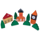 Set of 40 Pieces City Vehicles, Buildings, and Signs Wooden Blocks