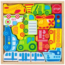 Cars, Ship, Plane, Helicopter and Sign Learning Wooden Blocks Puzzle