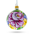 Pink Roses Glass Ball Christmas Ornament 3.25 Inches