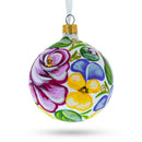 Pink Roses Glass Ball Christmas Ornament 3.25 Inches