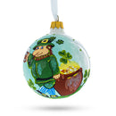 Charming Irish Leprechaun Glass Christmas Ornament 4 Inches
