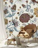 Elegant White Wallpaper with Flowers Tasteful