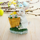 Wooden-Style Easter Bunny and Chick Figurine - 7" Spring Planter Decor