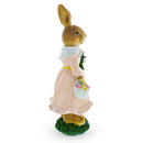 Easter Bunny Figurine with Flowers - Spring Rabbit Decor 8.7 Inches