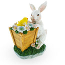 Wooden-Style Easter Bunny and Chick Figurine - 7" Spring Planter Decor