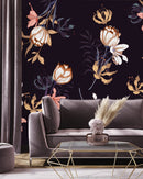 Contemporary Dark Purple Floral Wallpaper Chic