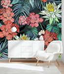 Colorful Flowers on Dark Wallpaper