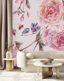 Elegant Pink Floral Wallpaper Contemporary