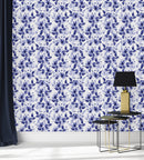 Voguish Dark Blue Floral Wallpaper Vogue