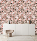 Voguish Beige Wallpaper with Flowers Fashionable